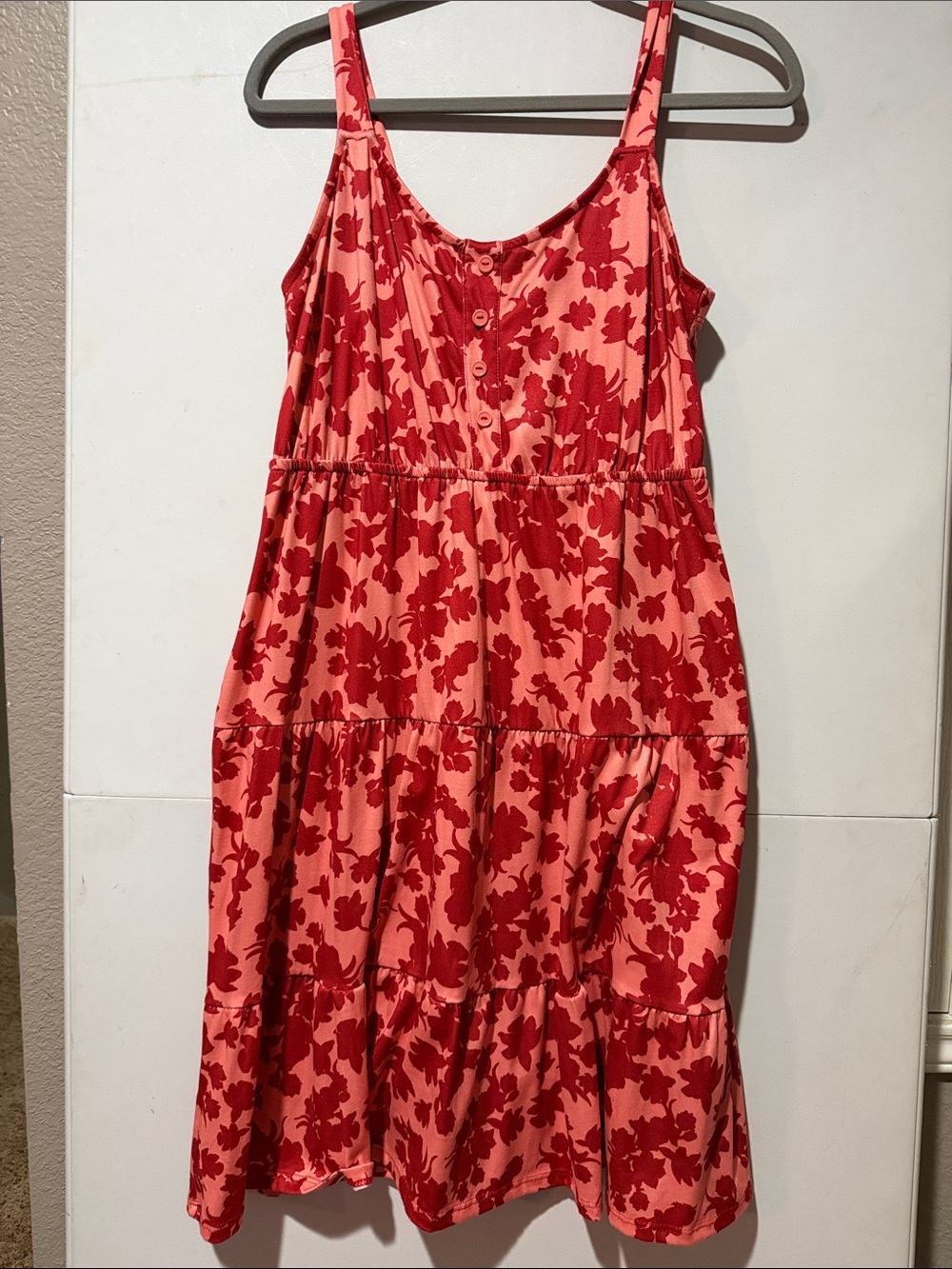 LuLaRoe Amanda Red Floral Tiered Sundress